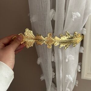 A PAIR - Elegant Gold Leaf Curtain Tiebacks